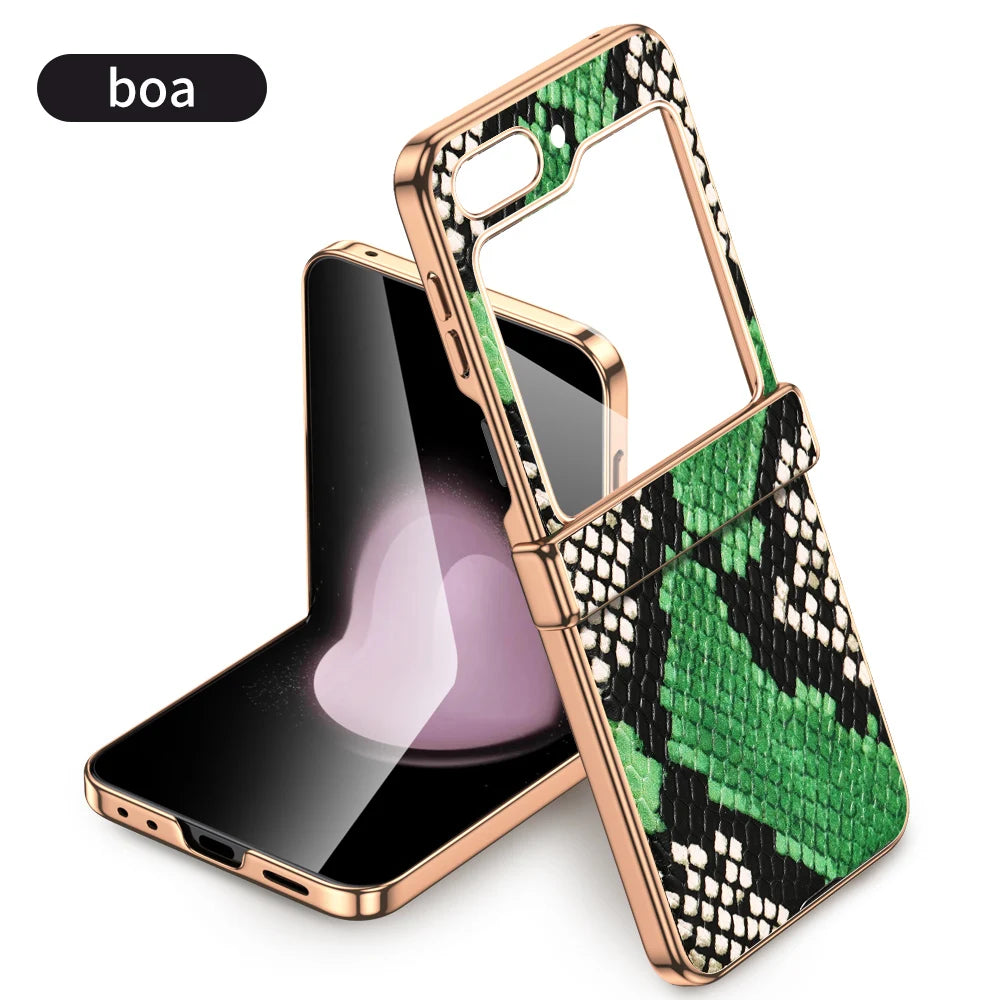 LANGSIDI Brand For samsung Galaxy Z flip 7 FE 6 5 flip7 Luxury Genuine Leather Hinge Protection Case Ultra-Thin Shockproof cover