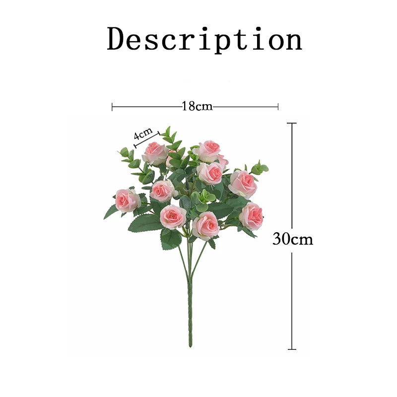 Artificial Flowers Vase For Home Decor Outdoor Garden Valentine Eucalyptus Leaves Fake Plants Wedding Party Silk Roses Bouquet