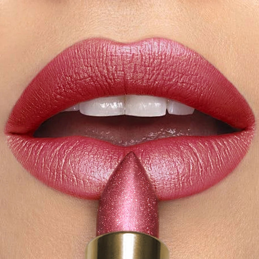 16 Colors 1PC Metallic Glitter Shiny Lipstick Lip Tint,Waterproof Lip Senior Matte Lip Makeup Gifts for Women Cosmetic Lip Glaze
