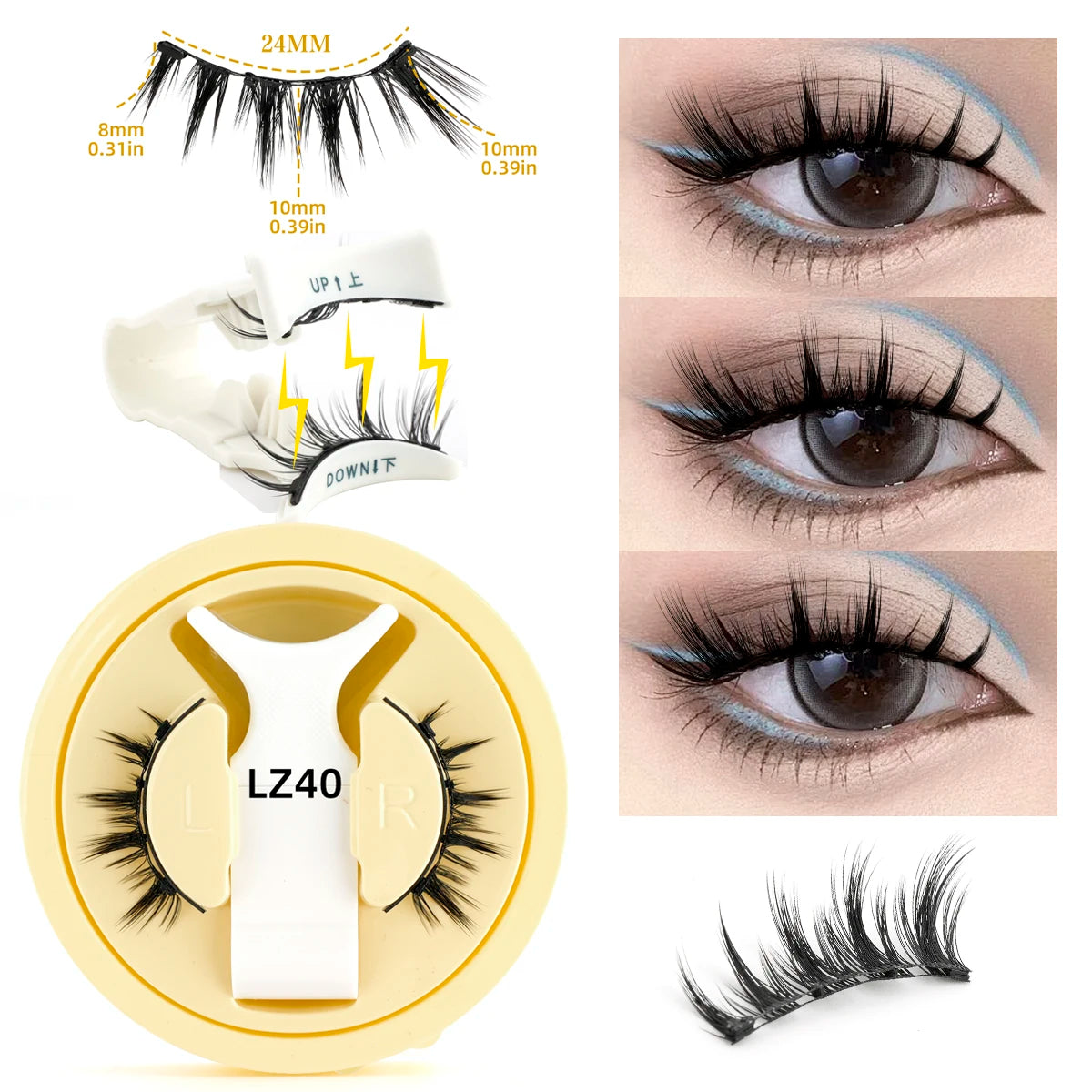 Faux Cils 1 Pair Magnetic Eyelashes Set Handmade Natural Curl False Eyelash with Tweezer Makeup Tools Magnetic Lashes for Sale