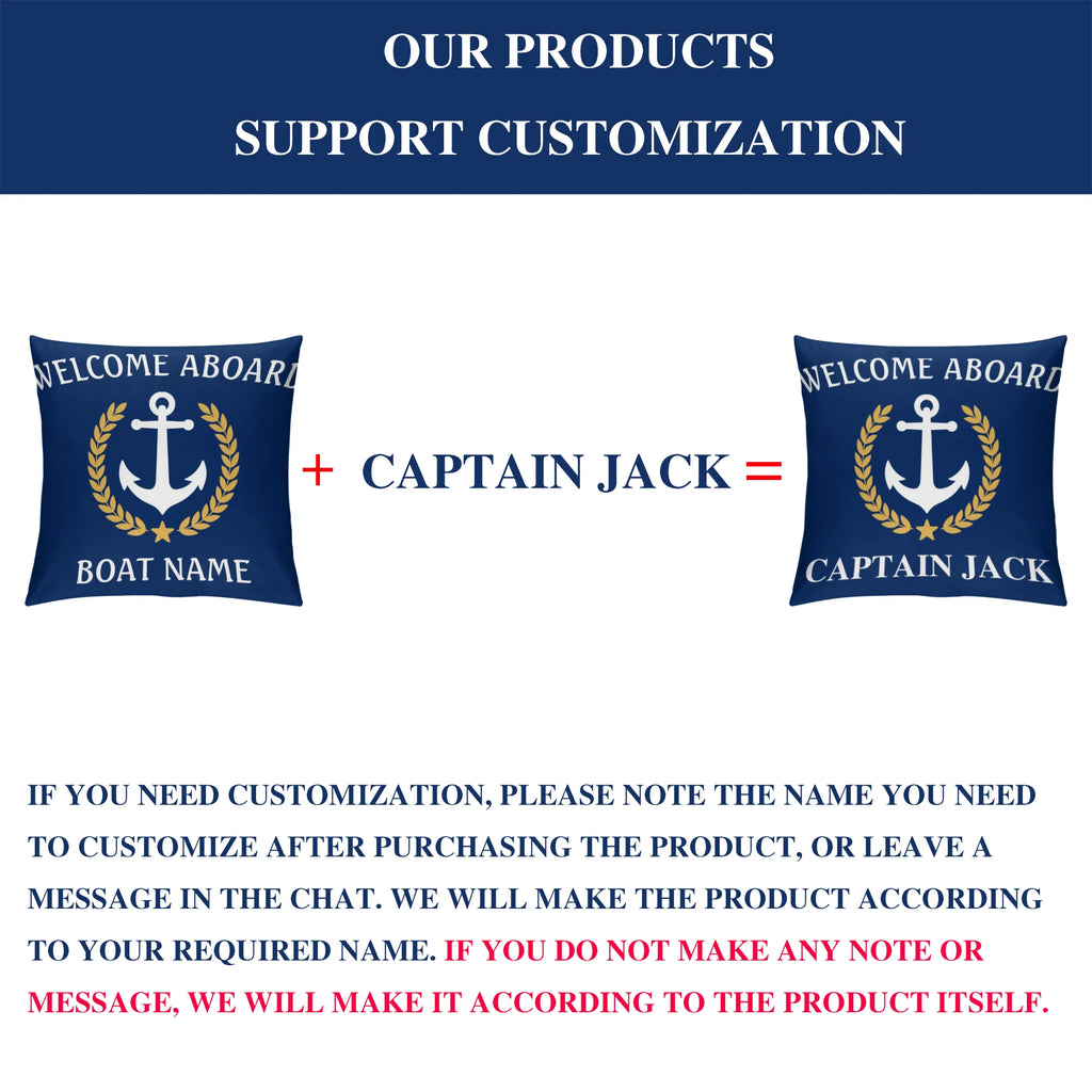 Custom Nautical Anchor Pillow Covers Personalized Boat Name Decorative Throw Pillowcases for Home Sofa Yacht Beach House Decor