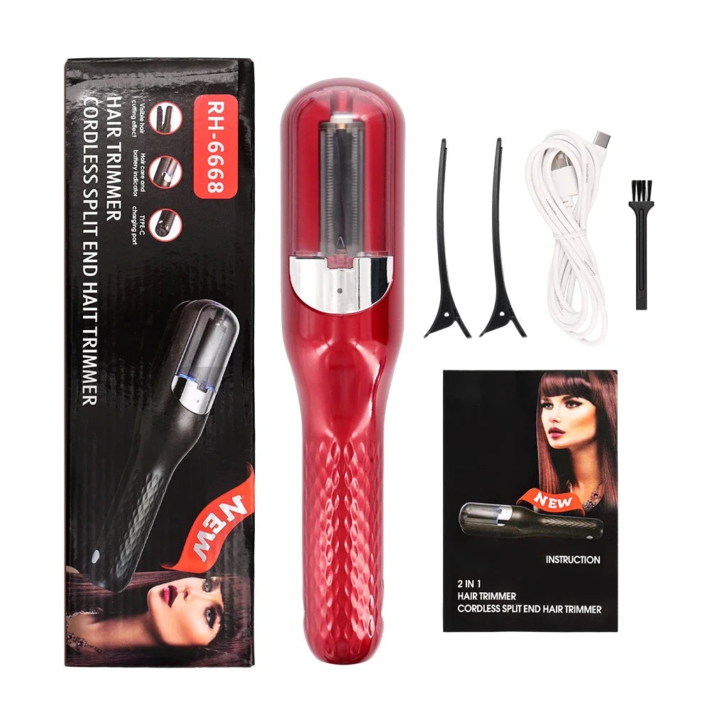 Cordless Hair Cutting Machine Split End Hair Trimmer Cutter Type-c Charge Automatic End Remover Damaged Hair Care