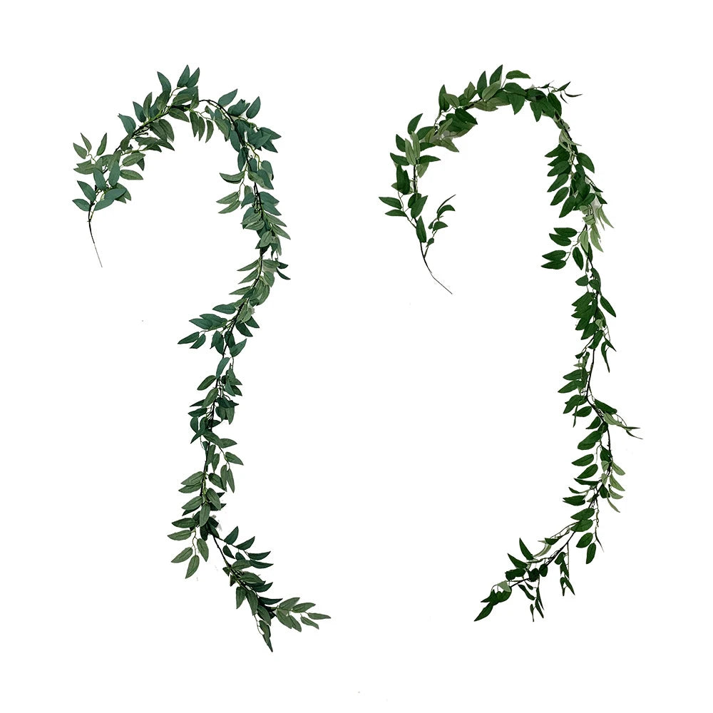 Nordic Style Wall Hanging Fake Willow Leaf Wreath Green Vine Wall Decorations Wedding Decoration Accessories