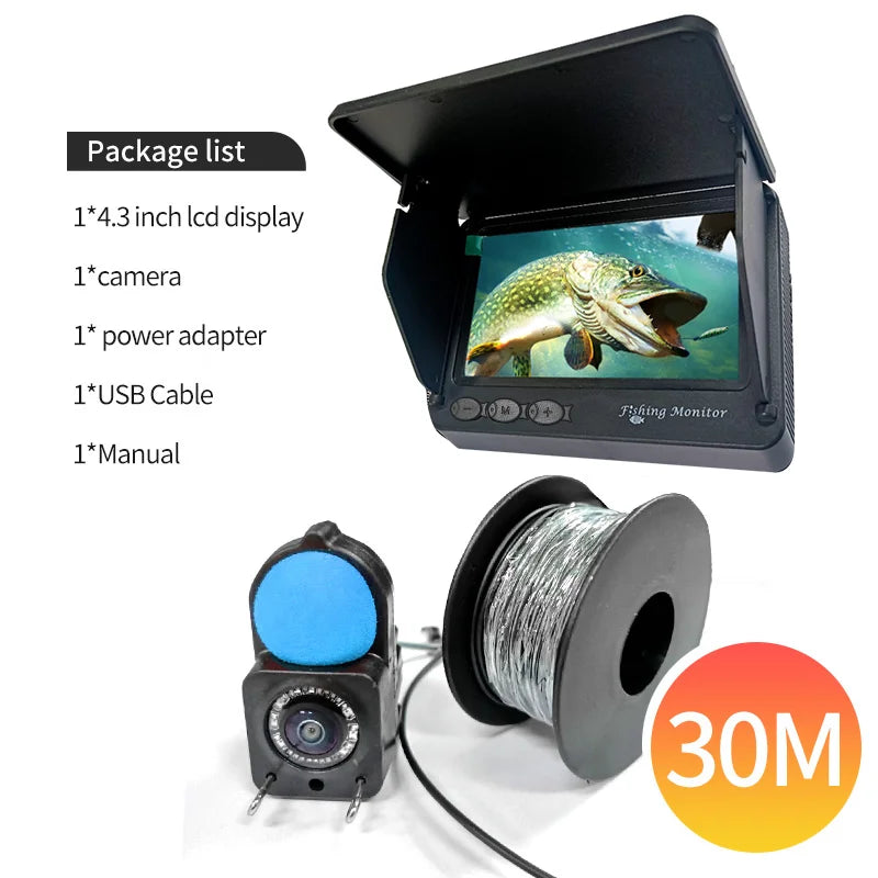 Portable Fish Depth Finder Water Handheld 1080P 4.3 Inch LCD Fish Finder Underwater 120° Fishing Camera With Night Vision