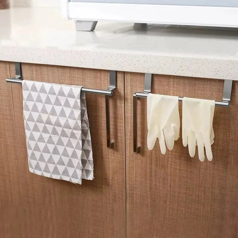 Cabinet Door Back Hanging Rack Kitchen Accessories No Punching Required Towel Bar Kitchen Organizing Shelf Organizer Storage