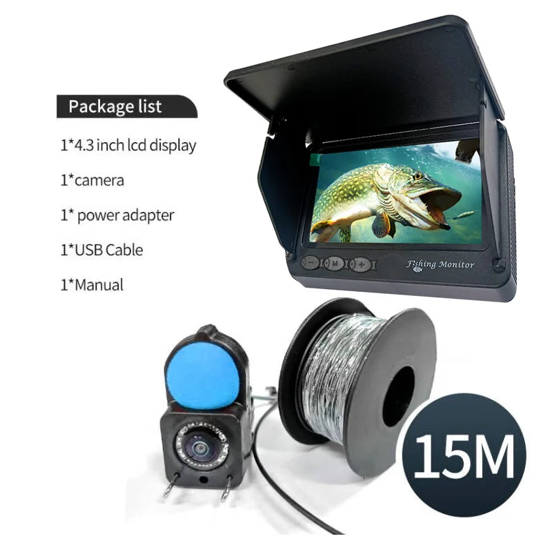 Portable Fish Depth Finder Water Handheld 1080P 4.3 Inch LCD Fish Finder Underwater 120° Fishing Camera With Night Vision