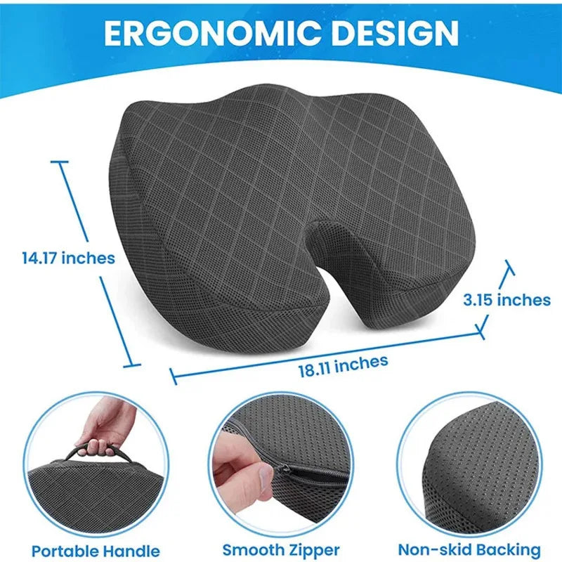Office Cushions Car Seat Cushion Non-Slip Sciatica & Back Coccyx Tailbonepain Relief Chair Pad Memory Foam Butt Pillow