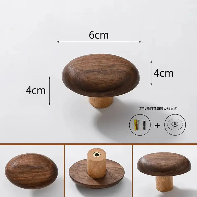 Nordic Creative Solid Wood Pebble-shaped Cabinet Door Drawer Handle Walnut Wall Mounted Coat Hooks Home Bag Key Decoration Hook