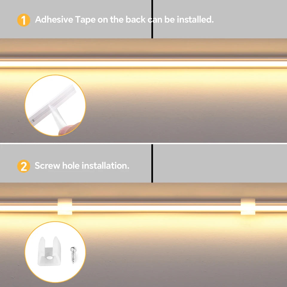 COB Neon Strip Under Cabinet Led Lights Penetrable Wood Dimmable Touch Sensor Wall Lamp,Kitchen Storage Cabinet Lighting Decor