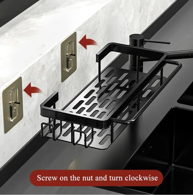 Wallmounted Kitchen Shelf Household Spice Rack Rags Detergent Storage Drainage Rack No Hole Installation Kitchen StorageShelf