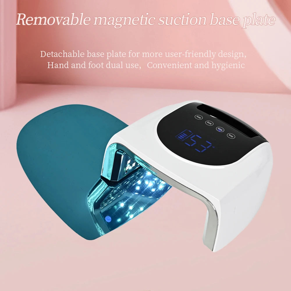 Rechargeable 96W Nail Lamp with Mirror Reflective Base Gel Polish Dryer Manicure Machine UV Light for Nails Nail UV LED Lamp