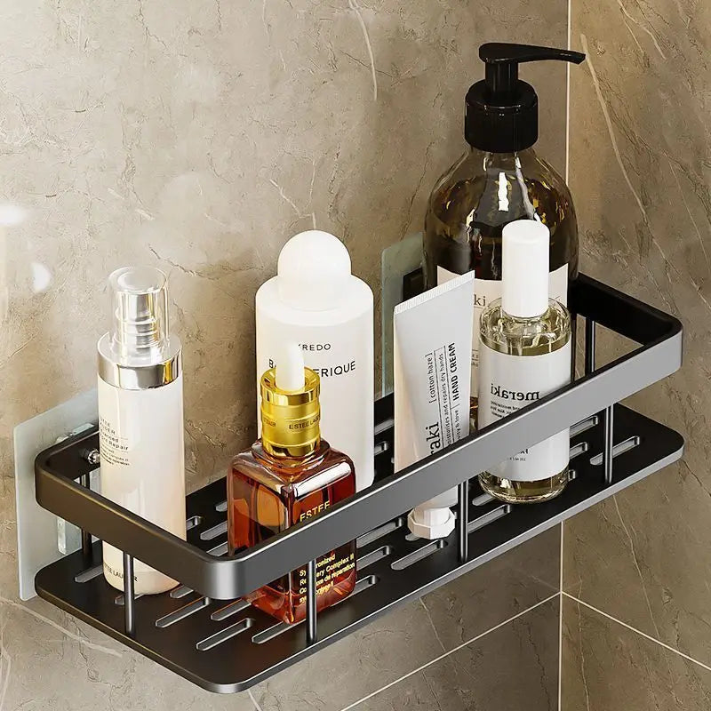 Punch Free Wall Mounted Bathroom Shelf No Drill Shower Shelf Kitchen Storage Organizer Shampoo Rack Makeup Storage Organizer