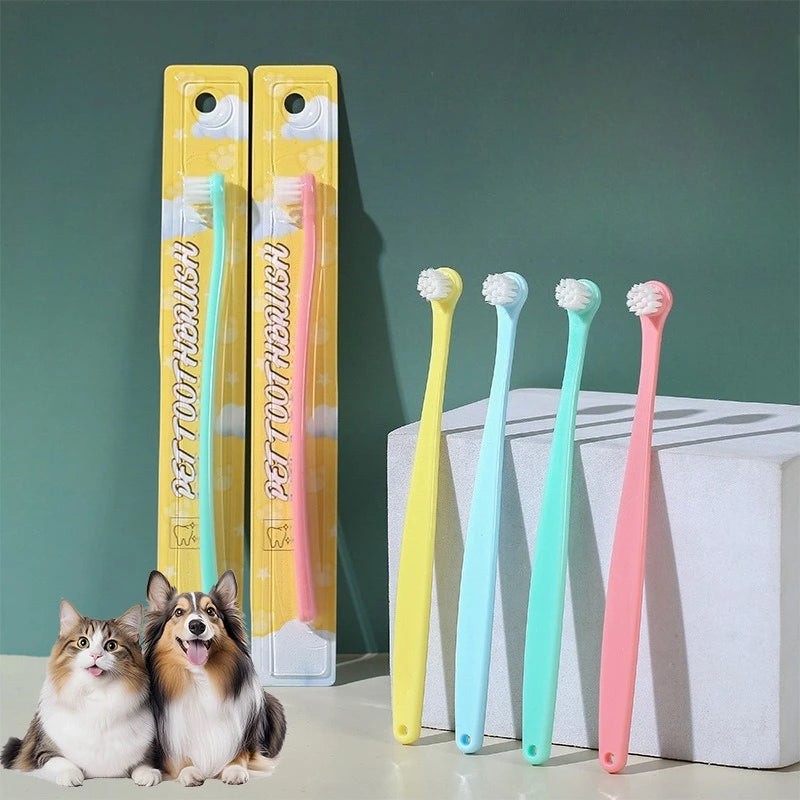 1pc/5pcs Pet Toothbrush Dog Cat Plastic Toothbrush Removing Bad Breath Tartar Cleaning Mouth Pet Dental Care Dog Accessories