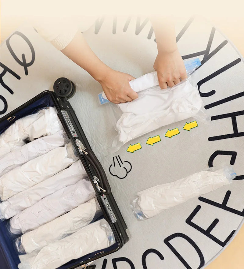 5-pieces Hand Roll Vacuum Compression Bag, Clothing Duvet Cover Storage Bag Business Travel No Need for Vacuum Compression Bag