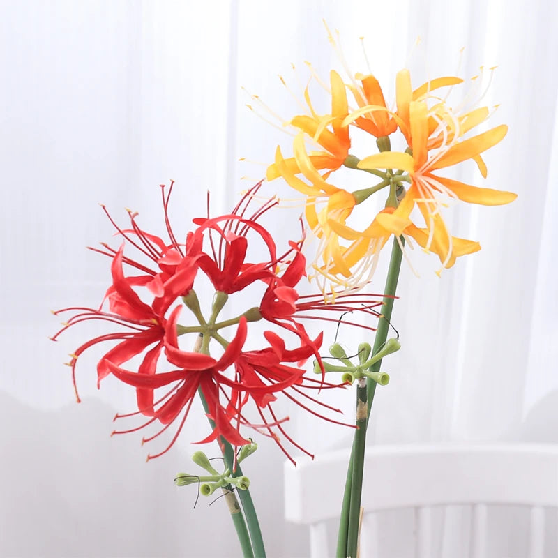 Kahaul 64cm Artificial Higanbana Flowers Branch Beautiful Fake Flower Christmas Wreath Home Festival Party Wedding Garden Decor