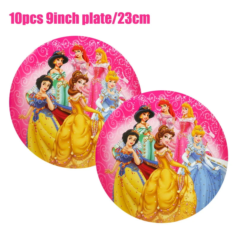Disney Princess Birthday Party Decorations Girls Child Deco Disney Princess Birthday Plate Napkins Cups Tableware Supplies Setup