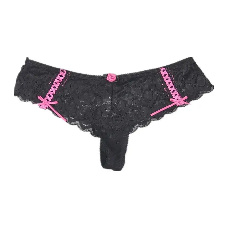 Women's Cross Straps thong Transparent Mesh Lady T-pants Temptation Hot Perky Buttocks T-back Sexy Lace Edge Female G-string