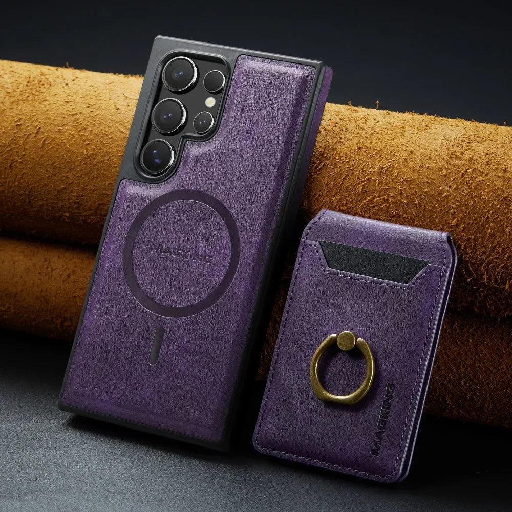 2-in-1 Detachable Magnetic Wallet with Card Holder Phone Case for Samsung Galaxy S25 Edge S24 Plus S23 Ultra  Ring Leather Cover