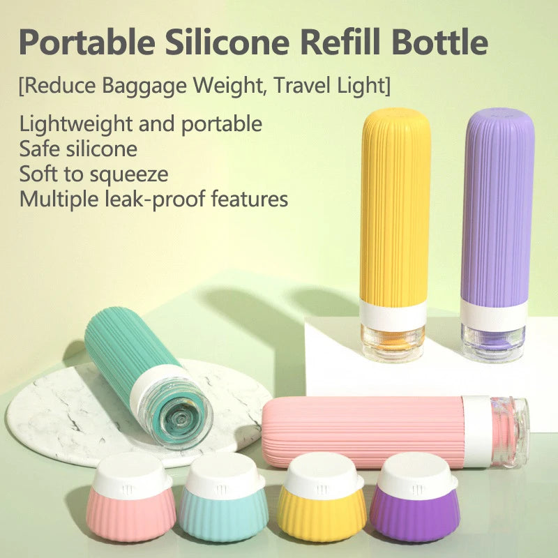 8PCS SiliconeTravel Bottles Travel-Sized Toiletries Travel Containers Leak-Proof Silicone Squeeze Travel Essentials Cream Jar