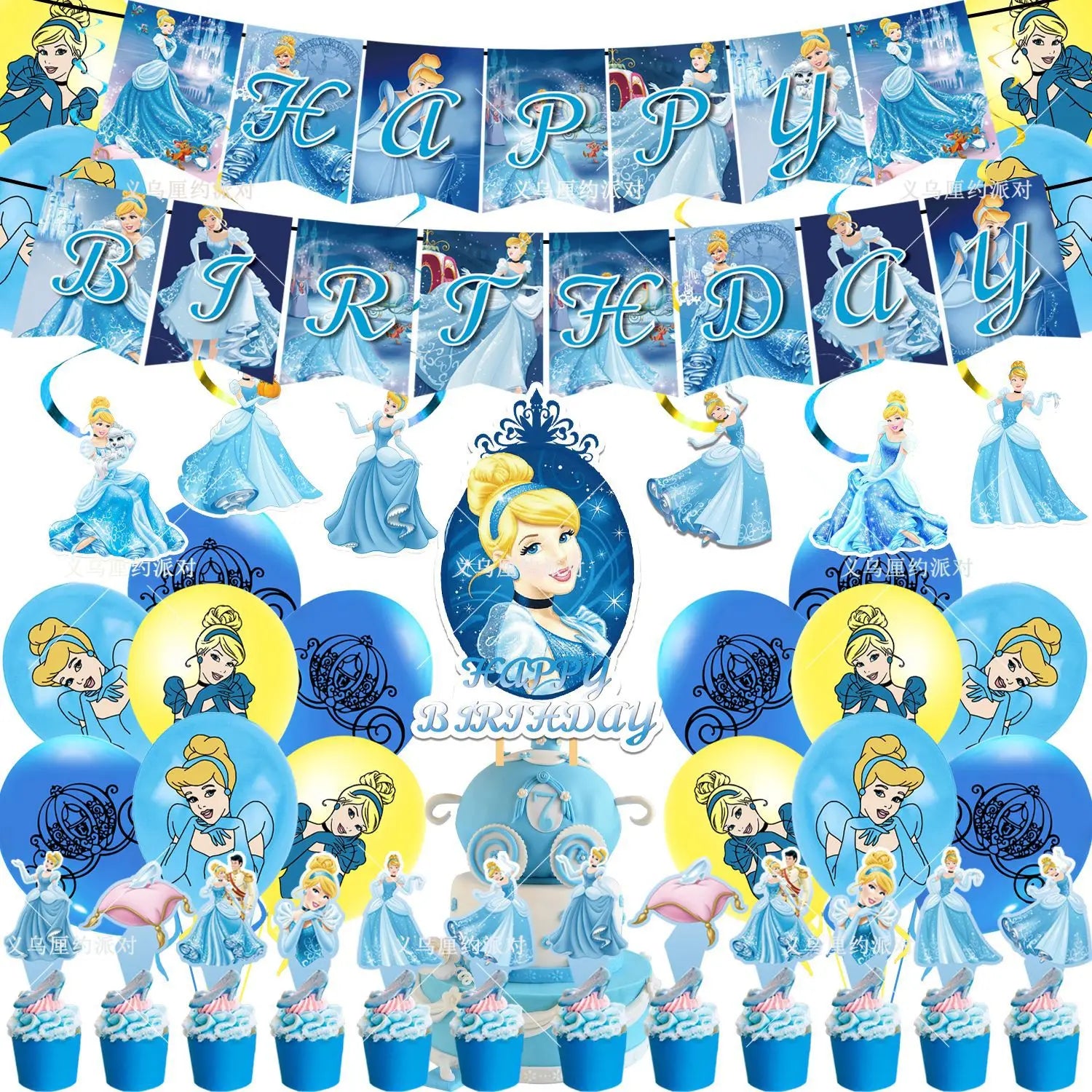 Disney Cinderella Princess Birthday Party Decoration Girls Cinderella Birthday Party Favors Plates Cup Napkins Tablecloth Supply