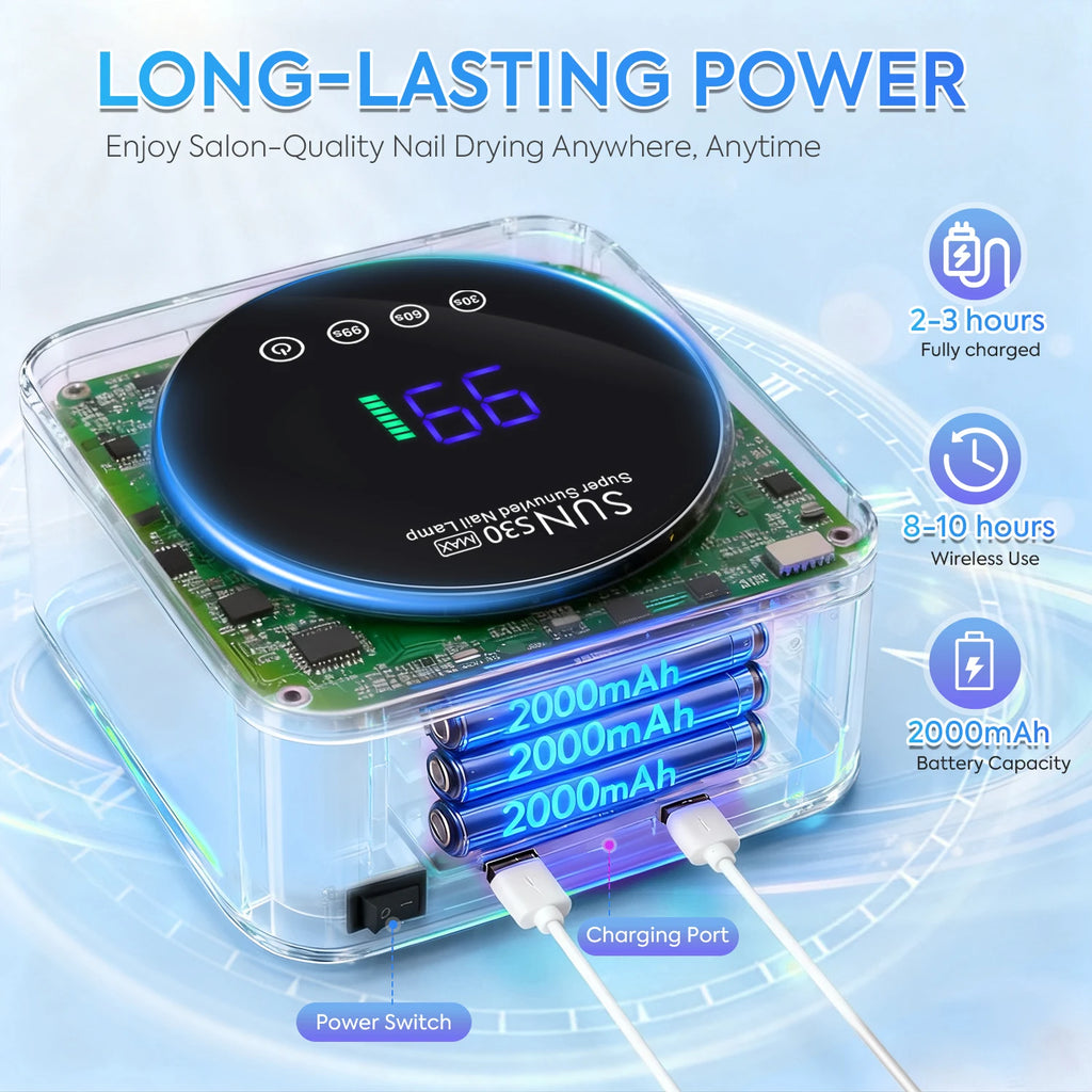 Rechargeable Nail Dryer 57 LED Nail Lamp UV Gel Nail Polish Curing Nail Lamp With Smart Sensor Manicure Salon Tool