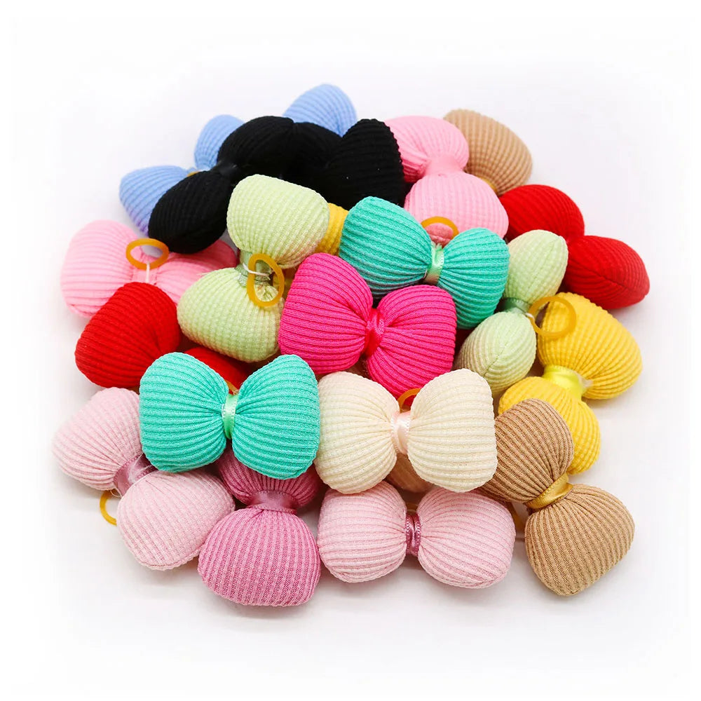 10PCS Small Dogs Bows Hair for Pets Solid Bowknot Boutique Dog Hair Bows Yorkshire Grooming Bows Puppies Accessories