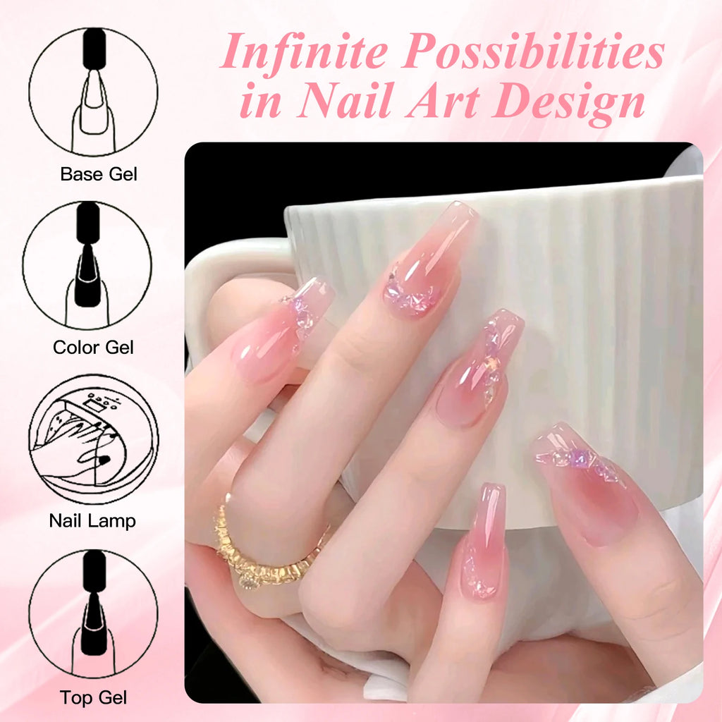 8pcs Nude Jelly Gel Nail Polish Set With Box Translucent Color Semi Permanent Soak Off UV LED Gel Varnish Nail Supplies Manicure