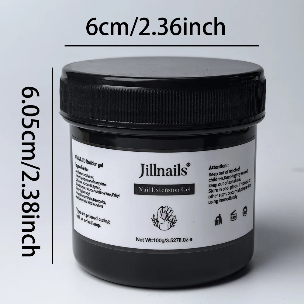Jillnails 100g Shimmer Rose Milky White Pink Builder Nail Gel for Nails Extensions Self Leveling