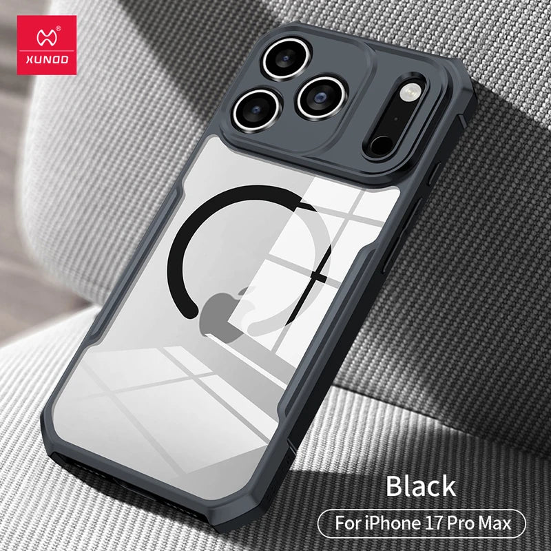 For iPhone 17 Pro Max Magnetic Cases XUNDD Airbags Shockproof Transparent PC + TPU Protective Back Cover for iphone17 Pro Max