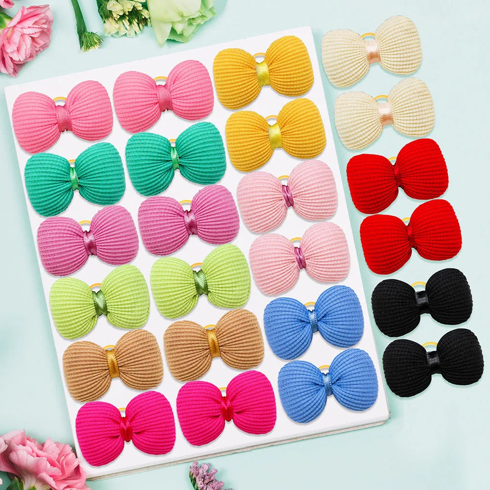 10PCS Small Dogs Bows Hair for Pets Solid Bowknot Boutique Dog Hair Bows Yorkshire Grooming Bows Puppies Accessories
