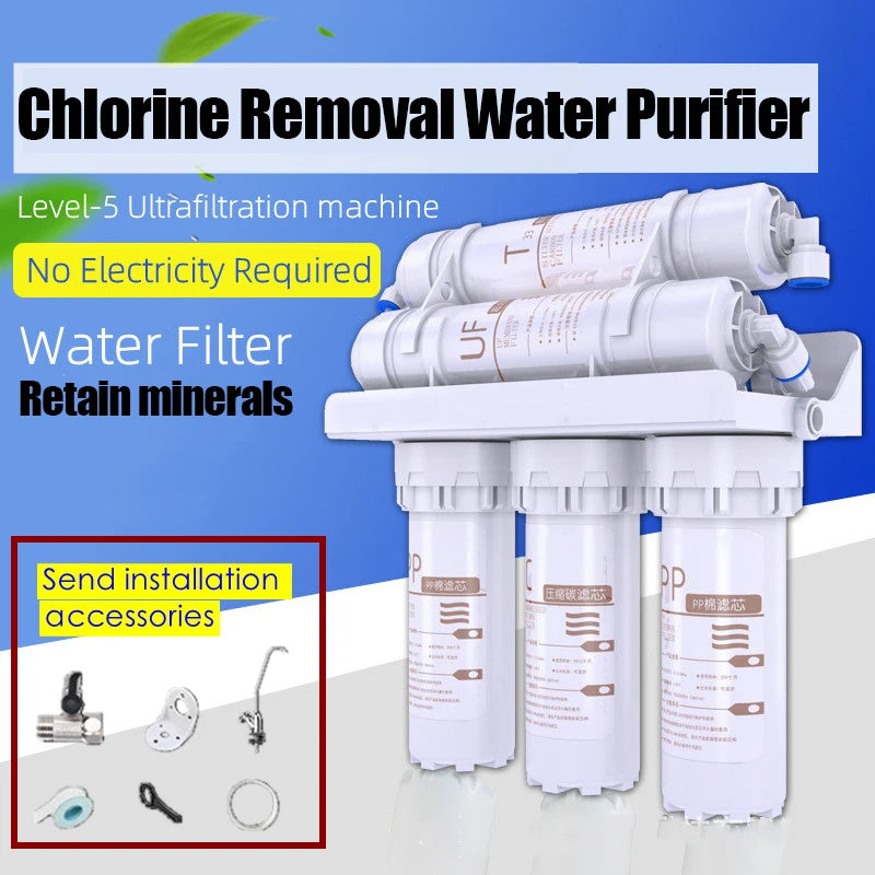 3+2 Water Filter System 5 Stages Drinking Water Filter Purifier for Household Kitchen with Filter Cartridge Kit Tap Filtration