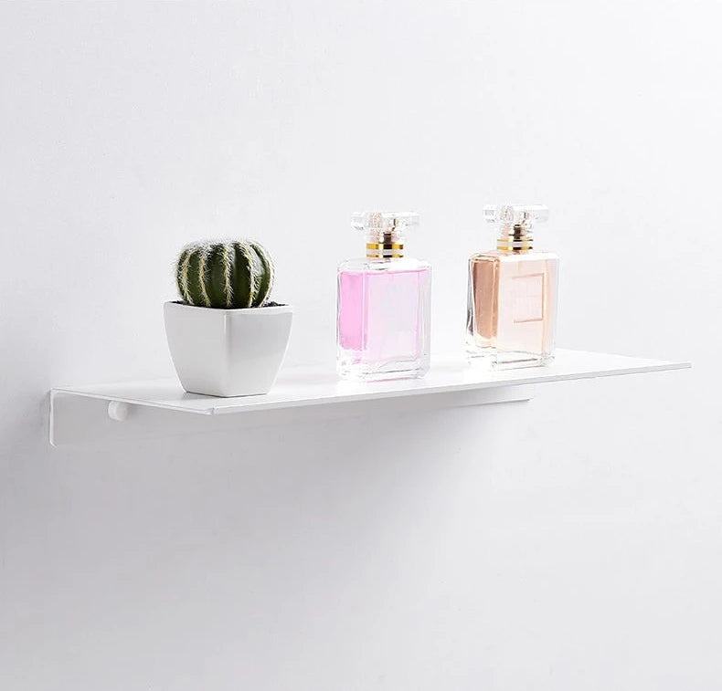 Small Shelf Without Drilling Shampoo Holder Bathroom Wall Floating White Shelves Stick Bath Organizer for Kitchen Accessories