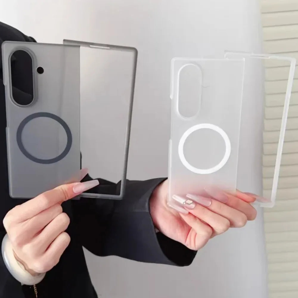 Transparent Ultra Thin Magnetic Phone Case for Samsung Galaxy Z Fold 7 6 5 4 3 Magsafe Wireless Charging Protection Cover Funda