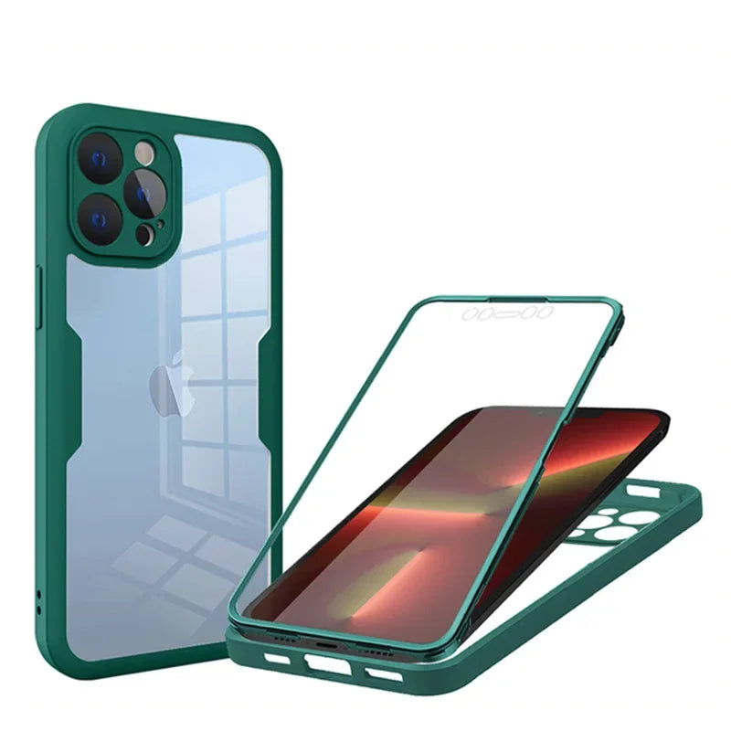 360 Full Body Protection Case For iPhone 15 14 13 12 11 Pro Max Front Screen Shockproof Cover iPhone X XR SE 2020 case