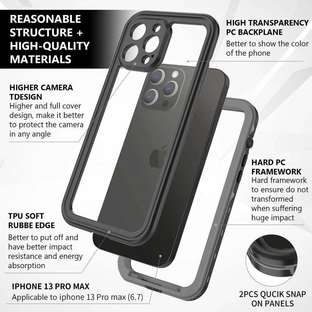 Shellbox hot sale  PC+TPU Lens protection rugged durable full seal IP68 waterproof phone case for iPhone 11 Pro Max XR 12 13