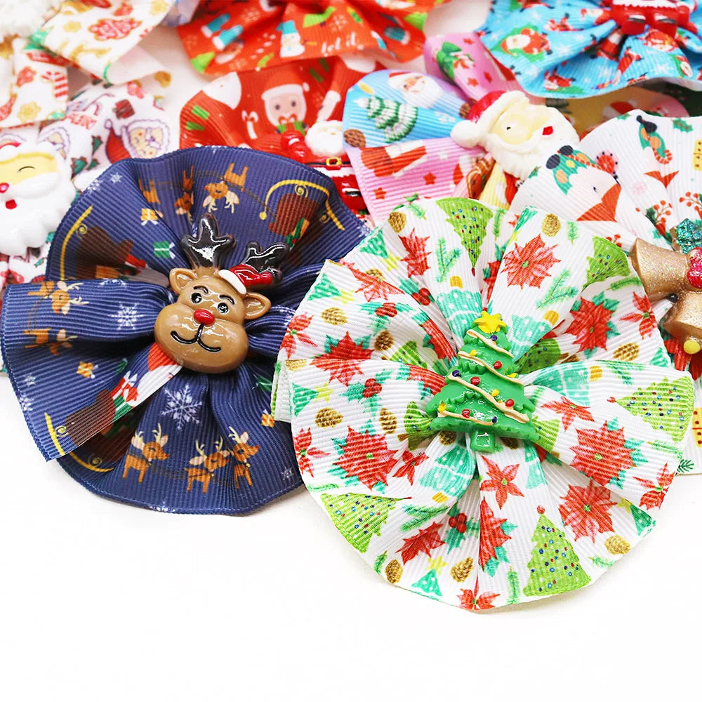 5/10PCS Removable Dog Collars Accessories Christmas Decorate Dog Bow Tie With Elastic Dog Grooming Accessories Pet Supplies