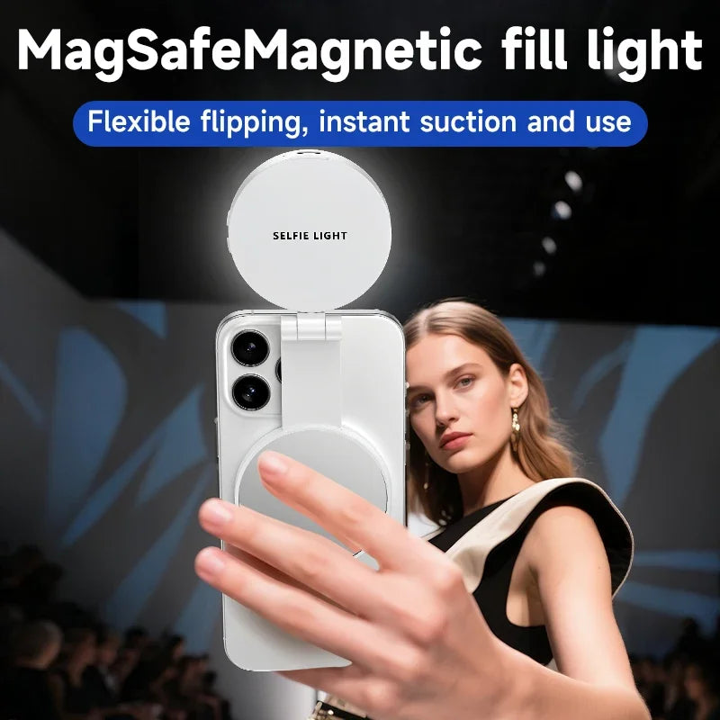 LED Selfie Fill Light for Magsafe Phone Adjustable Brightness Magsafe-Compatible Smartphone Vlog Photography Video Accessory
