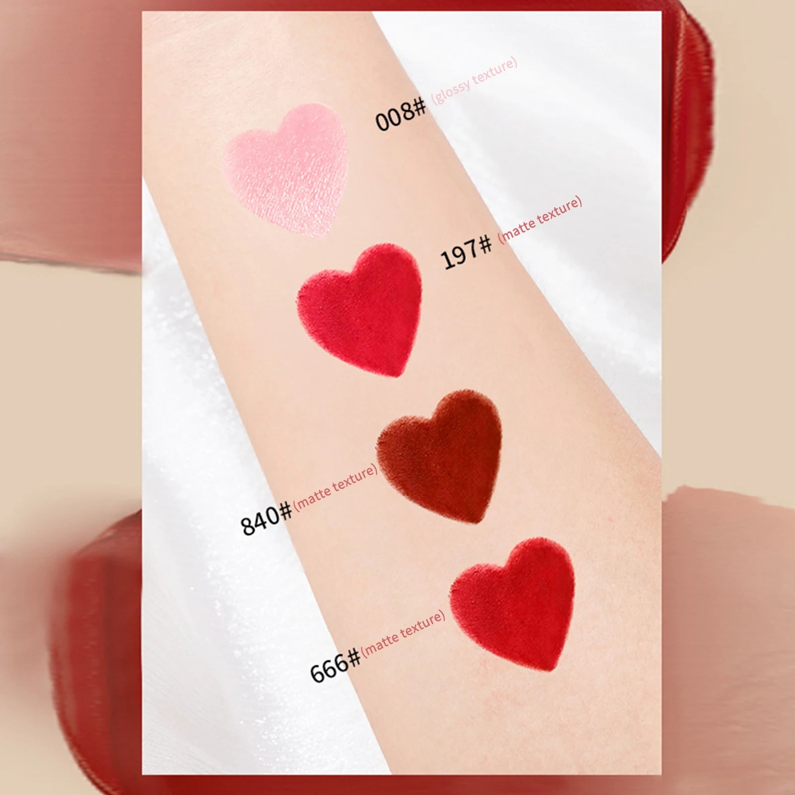 Luxury 4-Piece Lipstick Set, Waterproof & Long-Lasting (3.8g Each) + Stylish Chain Bag Gift Packaging for Christmas Gift