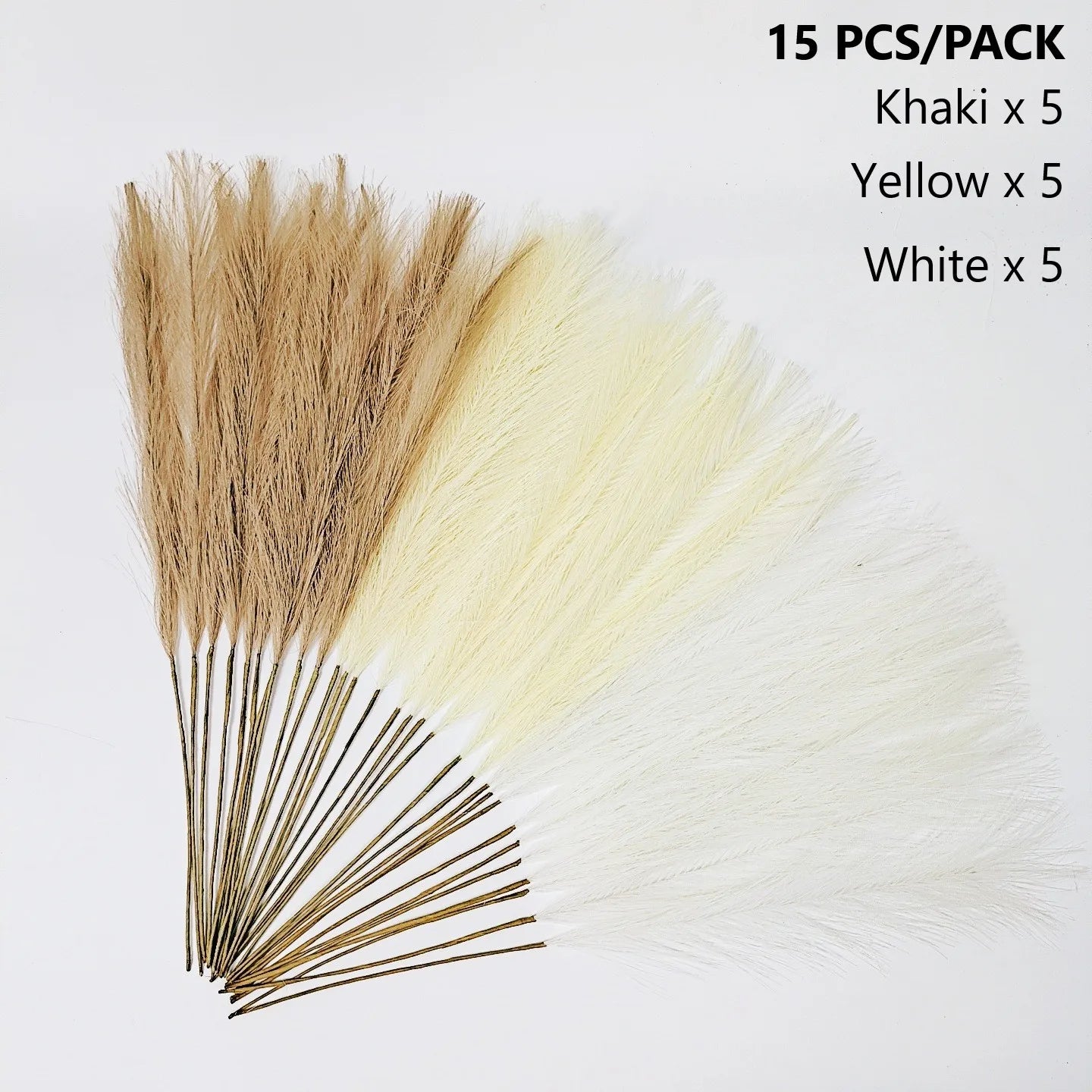 15Pc 55CM Artificial Pampas Grass Decor Bohemian Reed for DIY Floral Table Arrange Flower Wedding Home Christmas Decoration