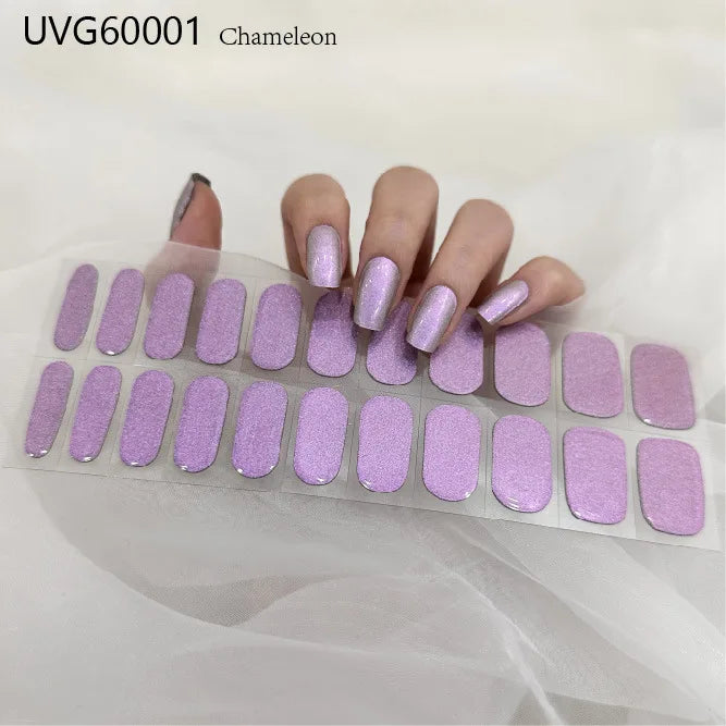 20/22tipsChristmas Semi Cured Nail Sticker UV Led Lamp Semi Cured Gel Design Nail Decals Waterproof Nail Stickers Nail Manicure