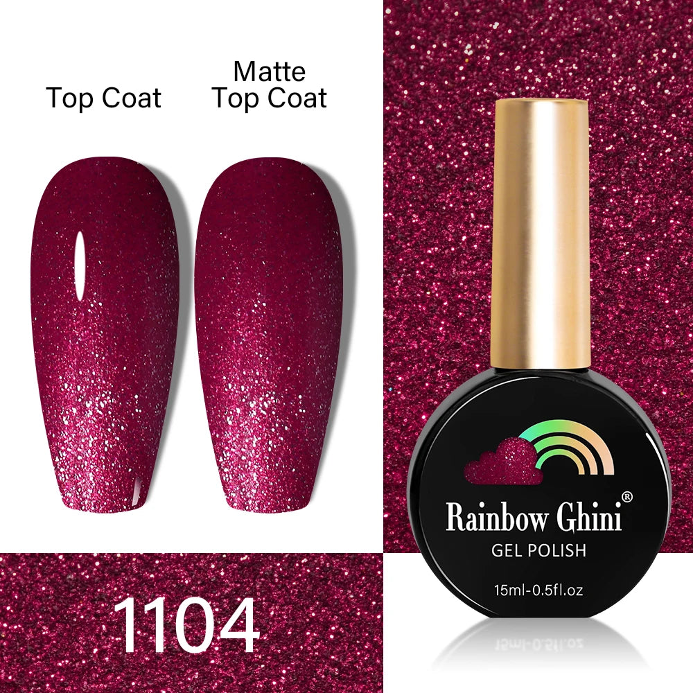 RG HEMA TPO FREE Neon Glitter Gel Nail Polish 15ml Nail Art Manicure Semi Permanent Gel Hybrid Varnishes Top Base Coat UV Nail