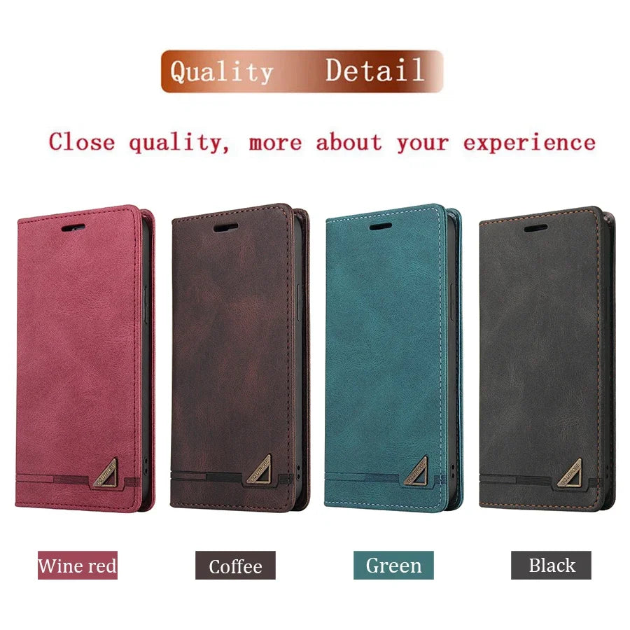 Wallet Anti Theft Brush Flip Leather Case For Samsung Galaxy S25 FE S24 Ultra A05s A06 A13 A14 A15 A16 A34 A35 A52 A53 A54 A55