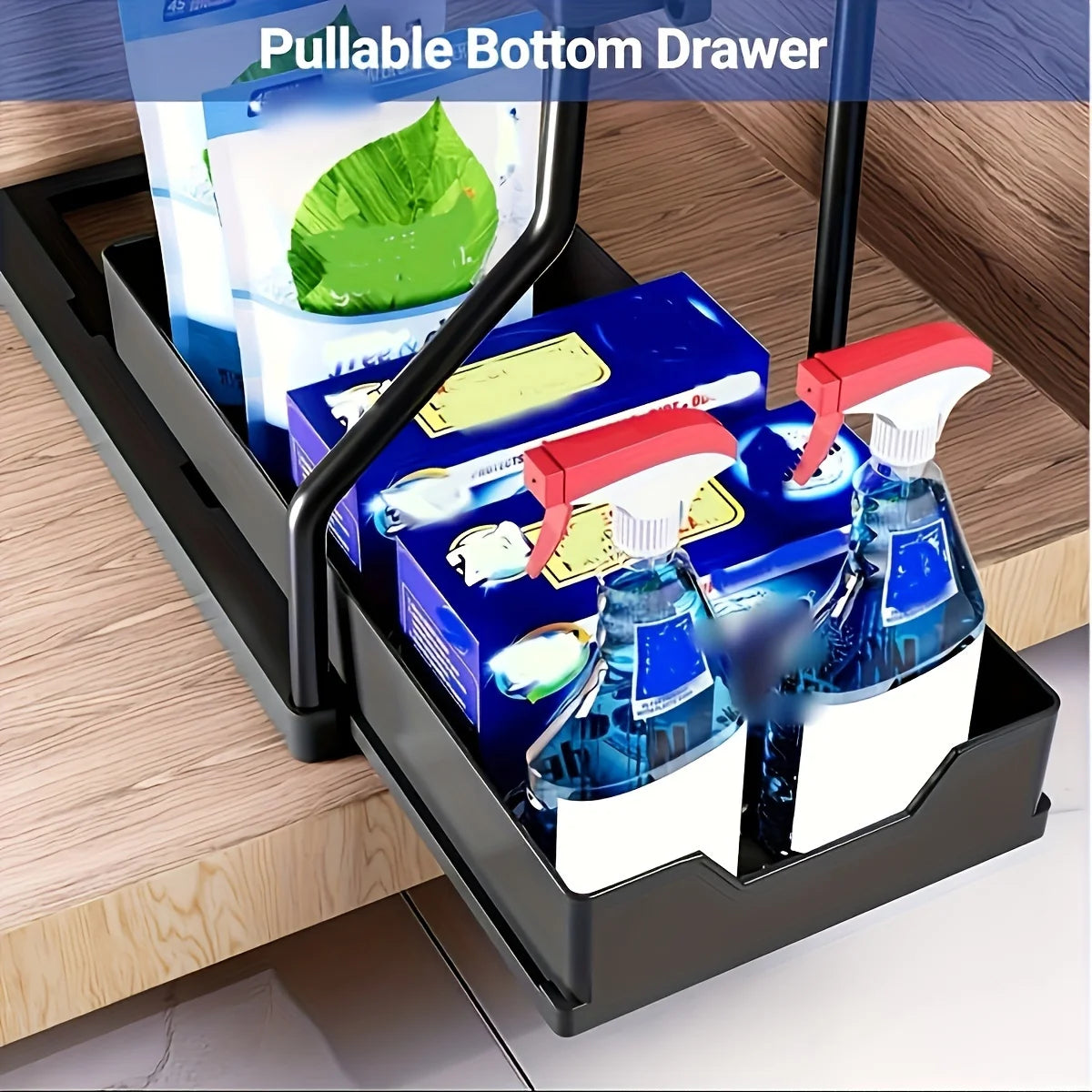 Multi-layer Pull-out Finishing Seasoning Household Kitchen Rack Bathroom Sink Layered Sundries Storage Rack
