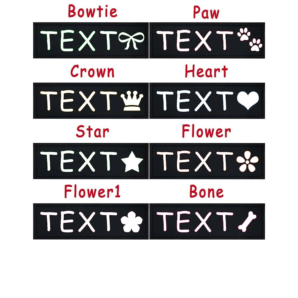 2 PCS Personalized Dog Name Labels Colorful Pattern Pet Harness Custom Tag Removed Stickers ID Dog Chest Strap Vest Collar Tag