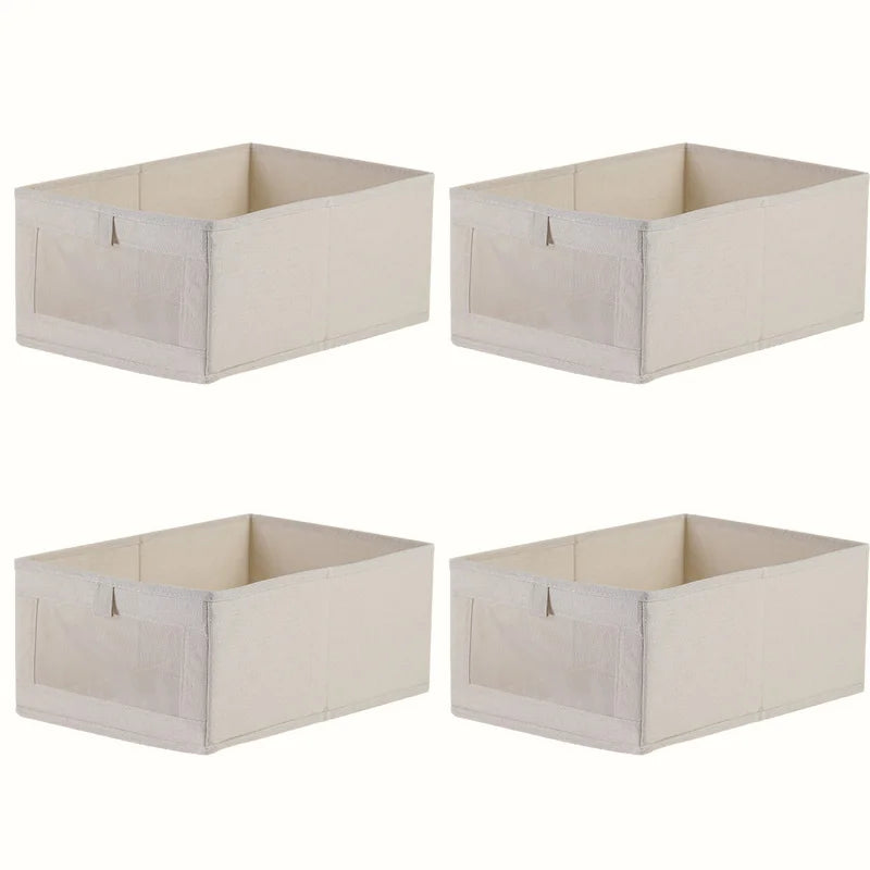 1/2/4pcs Fabric Window Cotton Linen Storage Box Wardrobe Storage And Arrangement Large Clothing Storage Box Toys Can Be Folded
