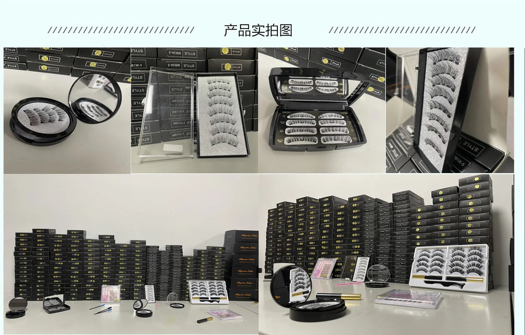12pcs Magnetic False Eyelashes Magnetic Half Eyelashes Double Box With Mirror Applicater Reusable Beauty Eye Makeup Set