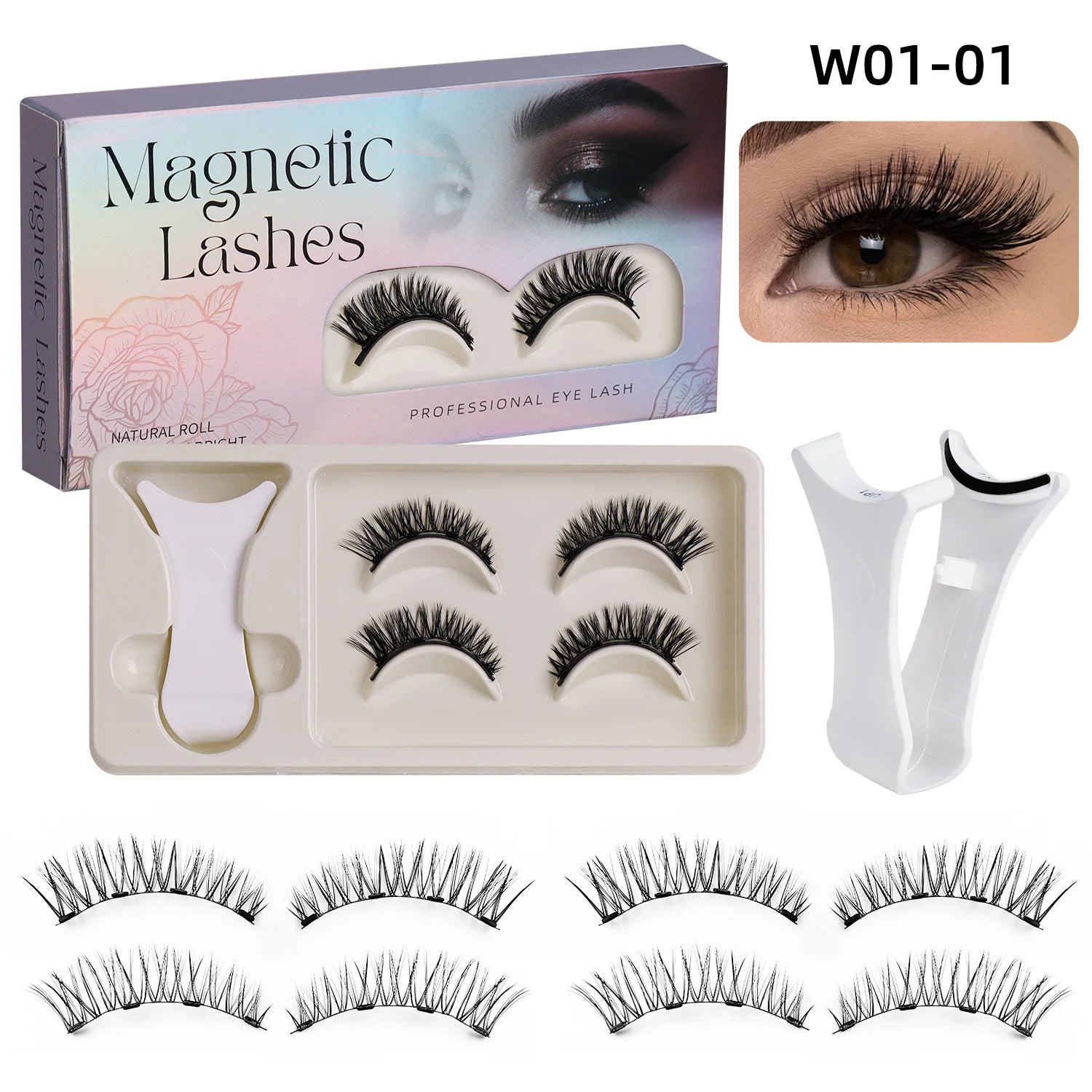 Hot 2 Pair Magnetic Eyelashes Handmade Fluffy Faux Mink Lashes Reusable Natural False Eyelashes and Magnetic Tweezers Set Makeup