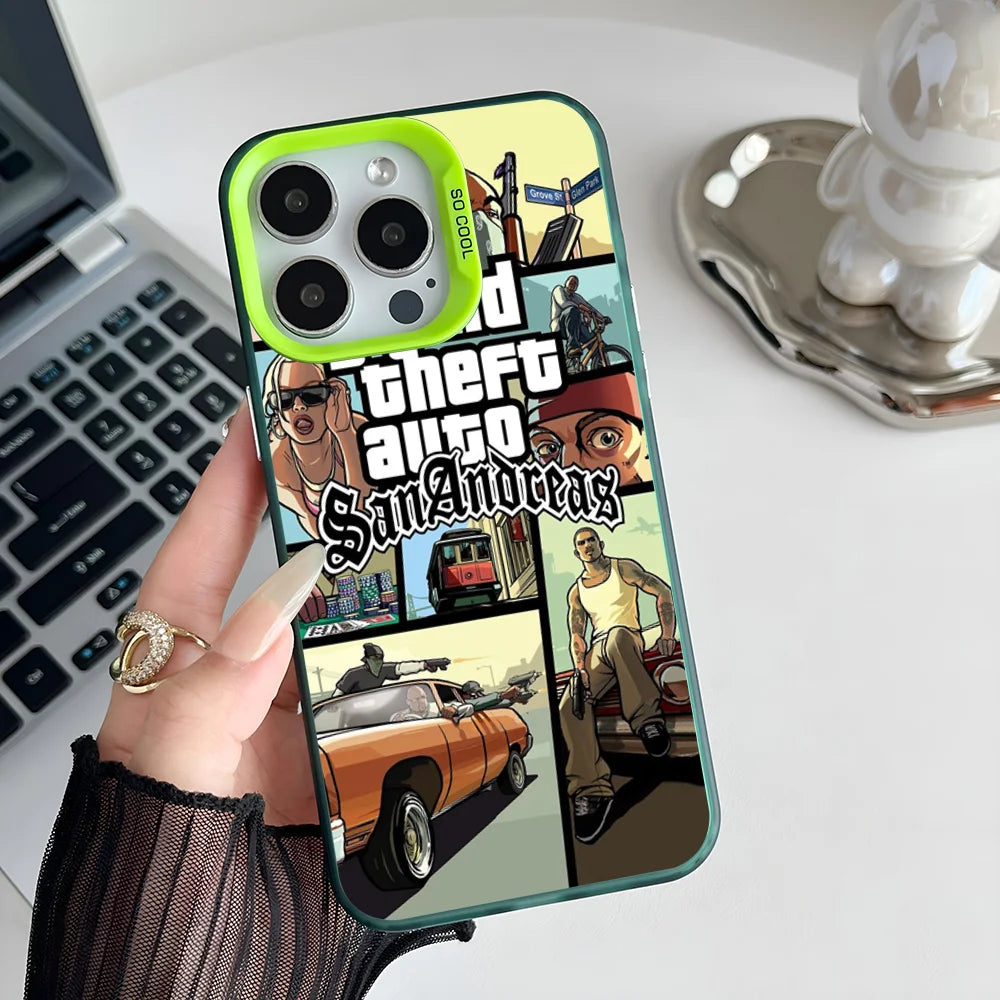Epc San Andreas G-GTA IMD Phone Case For iPhone 16 15 14 13 12 11 Pro Max Plus Color Silver Cover
