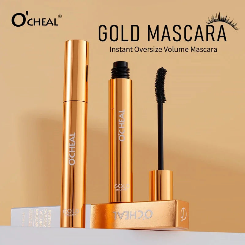Lengthening Mascara Waterproof Gold Edition Smudge Free Curl Lock Technology All Day Wear Voluminous Lashes