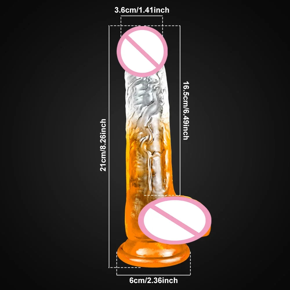 4 Sizes Transparent  Soft Jelly Dildo Realistic Fake Dick Penis Sucker Butt Plug Sex Toys for Woman Men Vagina Anal Sex Toys